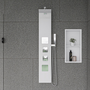 ALFI brand ABSP60W White Aluminum Shower Panel with 2 Body Sprays and Rain Shower Head