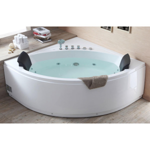 EAGO AM200 5' Rounded Modern Double Seat Corner Whirlpool Bath Tub with Fixtures