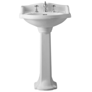 Whitehaus AR814-AR815 Traditional China Pedestal Sink with an Integrated Oval Bowl