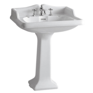 Whitehaus AR834-AR805 Traditional China Pedestal Sink with an Integrated Oval Bowl