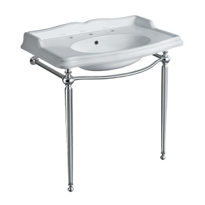 Whitehaus B-AR864-ARCG1 Rectangular Sink Console w/ Towel Bar & Faucet Hole