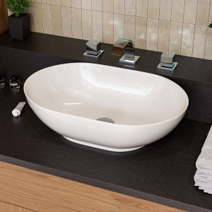 EAGO BA352 23'' White Oval Porcelain Bathroom Sink Basin without Overflow