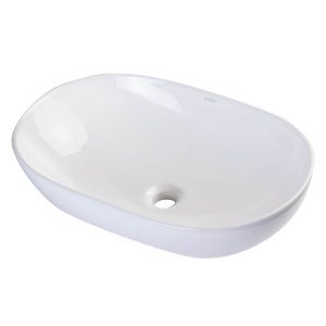 EAGO BA352 23'' White Oval Porcelain Bathroom Sink Basin without Overflow