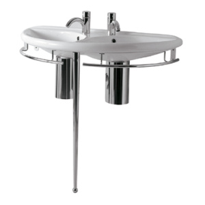Whitehaus ECO64-ESU04-WH Semi-Circular Double Bowl Console with Leg Support