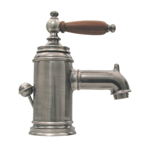 Whitehaus N21 Fountainhaus Lavatory Faucet with Cherry Wood Handle and Pop-up Waste
