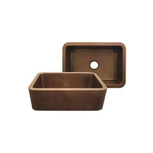 Whitehaus WH2519COFC Smooth Copper Front Apron Single Bowl Kitchen Sink