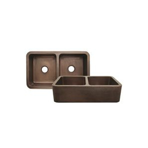Whitehaus WH3621COFCD Copper Double Bowl Apron Front Farmhouse Kitchen Sink