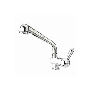 Whitehaus WH64566 Modern Deck Mount Pull Out Single Hole Kitchen Faucet