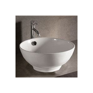 Whitehaus WHKN1051 White Ceramic Round Above Mount Bathroom Sink Basin