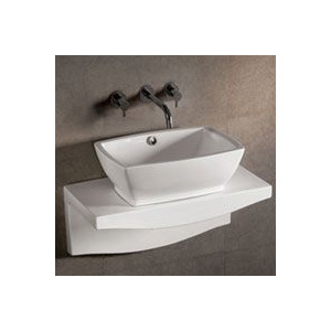 Whitehaus WHKN1065-1116 White Ceramic Bathroom Basin and Wall Mount Counter