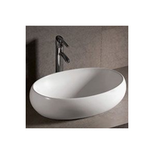 Whitehaus WHKN1091 White Ceramic Oval Above Mount Bathroom Sink Basin