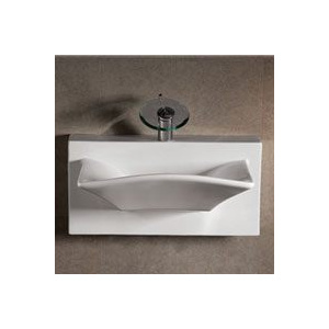 Whitehaus WHKN1114A Ceramic Rectangular Wall Mount Bathroom Sink Basin