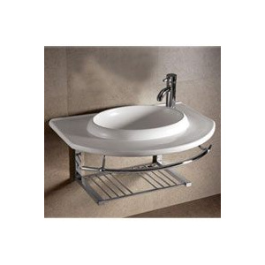 Whitehaus WHKN1124 Ceramic Round Bath Basin with Integrated Towel Bar