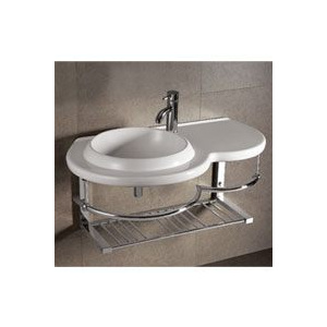 Whitehaus WHKN1125 Ceramic Wall Mount Bath Basin with Integrated Towel Bar