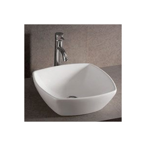 Whitehaus WHKN4019 White Ceramic Square Above Mount Bathroom Sink Basin