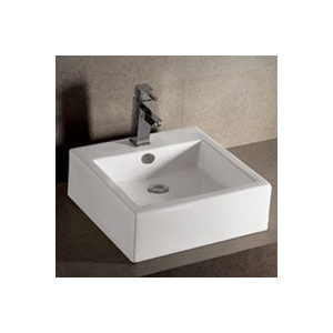 Whitehaus WHKN4051 Ceramic Square Above Mount Isabella Bathroom Sink Basin