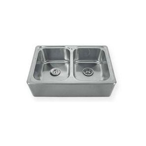 Whitehaus WHNAPEQ3322 Steel 33'' Double Front Apron Drop-In Kitchen Sink