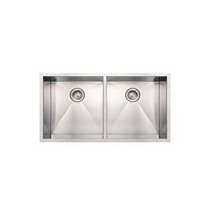 Whitehaus WHNCM3720EQ Stainless Steel 37'' Double Bowl Undermount Sink