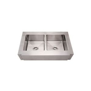 Whitehaus WHNCMAP3621EQ Stainless Steel 36'' Double Apron Kitchen Sink