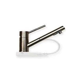 Whitehaus WHNFX2025STS Single Hole Lever Steel Kitchen Faucet Pull Spray