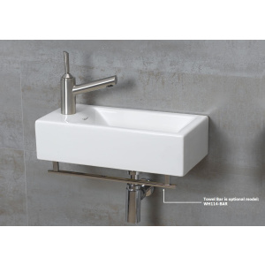 Whitehaus WH1-114 White Ceramic Bathroom Wall Mount Rectangular Basin Sink