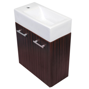 Whitehaus WH114LSCB-E Wall Mount Double Door Vanity in Espresso Complete with a White
