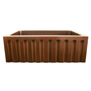 Whitehaus WH3020COFCFL Copper Fluted Apron Front Single Bowl Kitchen Sink