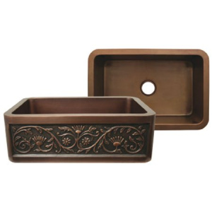 Whitehaus WH3020COFCSF Copper Single Bowl Front Apron Kitchen Sink