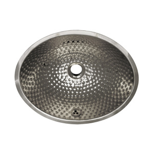 Whitehaus WH608ABM Oval Ball Pein Hammered Textured Undermount Basin Whitehaus WH608ABM Oval Ball Pein Hammered Textured Undermount Basin