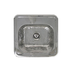 Whitehaus WH692 Hammered Square Single Bowl Drop-In Prep Kitchen Sink