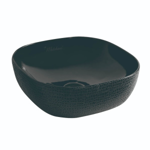 Whitehaus WH71301-F04 Square Above Mount Basin With An Embossed Exterior And Smooth Interior Whitehaus WH71301-F04 Square Above Mount Basin With An Embossed Exterior And Smooth Interior