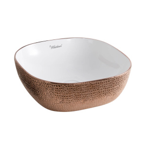 Whitehaus WH71301-F23 Square Above Mount Basin With An Embossed Exterior And Smooth Interior Whitehaus WH71301-F23 Square Above Mount Basin With An Embossed Exterior And Smooth Interior