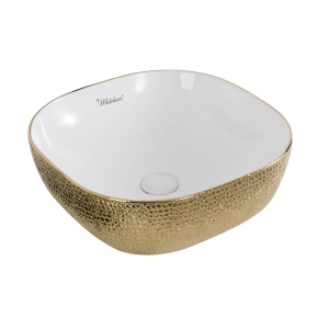Whitehaus WH71301-F25 Square Above Mount Basin With An Embossed Exterior And Smooth Interior Whitehaus WH71301-F25 Square Above Mount Basin With An Embossed Exterior And Smooth Interior