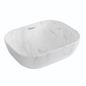 Whitehaus WH71302-F12 Isabella Plus Collection Rectangular Above Mount Basin With Center Drain Whitehaus WH71302-F12 Isabella Plus Collection Rectangular Above Mount Basin With Center Drain