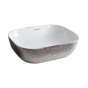 Whitehaus WH71302-F21 Rectangular Above Mount Basin With An Embossed Exterior And Smooth Interior Whitehaus WH71302-F21 Rectangular Above Mount Basin With An Embossed Exterior And Smooth Interior