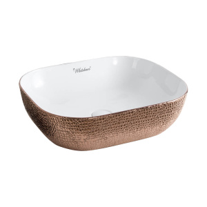 Whitehaus WH71302-F23 Rectangular Above Mount Basin With An Embossed Exterior And Smooth Interior Whitehaus WH71302-F23 Rectangular Above Mount Basin With An Embossed Exterior And Smooth Interior