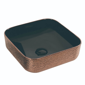 Whitehaus WH71303-F24 Square Above Mount Basin With An Embossed Exterior And Smooth Interior