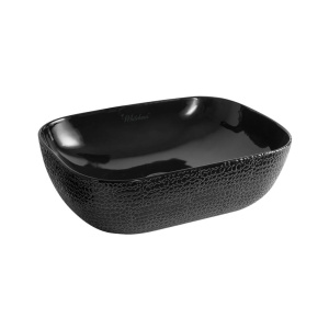 Whitehaus WH71333-F04 Rectangular Above Mount Basin With An Embossed Exterior And Smooth Interior Whitehaus WH71333-F04 Rectangular Above Mount Basin With An Embossed Exterior And Smooth Interior
