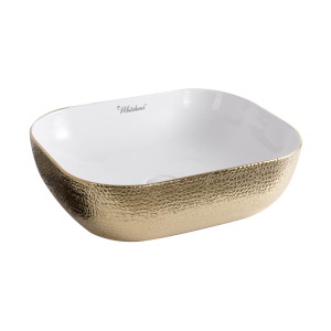 Whitehaus WH71333-F25 Rectangular Above Mount Basin With An Embossed Exterior And Smooth Interior Whitehaus WH71333-F25 Rectangular Above Mount Basin With An Embossed Exterior And Smooth Interior