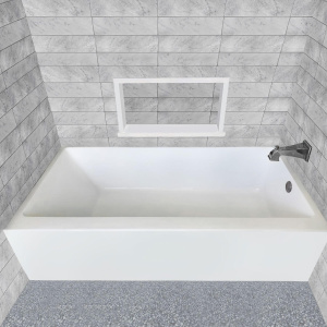 Whitehaus WHAB6030-L-WH Alcove Soaking Bathtub With Drain Hole Options