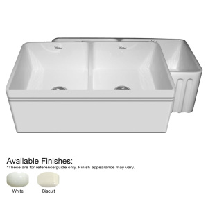 Whitehaus WHFLAL3318 Double Bowl Reversible Fireclay Kitchen Sink