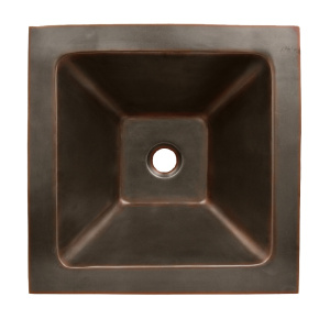 Whitehaus WHDWSQ17 Single Bowl Copper Above Mount Square Bath Sink Basin