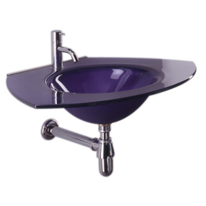 Whitehaus WHECOLOOM Trapezoidal Glass Counter Top with an Integrated Round Basin