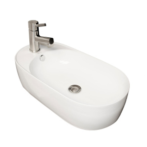 Whitehaus WHKN1016A Isabella Oval Above Mount Basin with Integrated Oval Bowl and a Center Drain