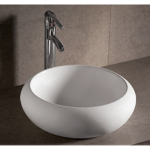 Whitehaus WHKN1090 White Ceramic Round Above Mount Bathroom Sink Basin
