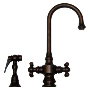 Whitehaus WHKSDCR3-8104-MB Vintage III Dual Handle Prep Faucet with Side Spray