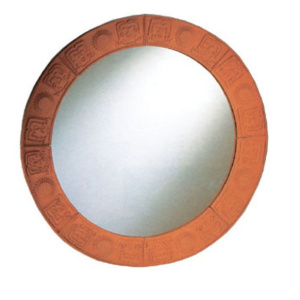 Whitehause WHLTC500 New Generation Large Round Mirror With Embossed Terra Cotta Border