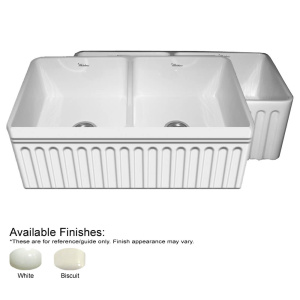 Whitehaus WHFLQ3318 Quatro Alcove Double Bowl Reversible Fireclay Sink