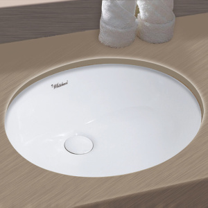 Whitehaus WHU71003 18 Inch Oval Undermount Basin With Overflow And Rear Center Drain Whitehaus WHU71003 18 Inch Oval Undermount Basin With Overflow And Rear Center Drain