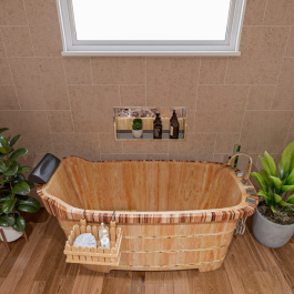 ALFI brand AB1148 59'' Free Standing Wooden Bathtub with Tub Filler view 2